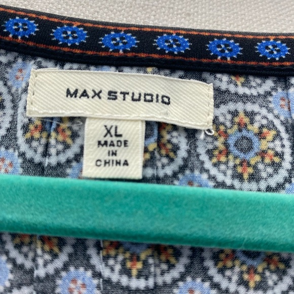 Max Studio Pretty Print 3/4 Sleeve, Knee Length Dress Sz XL - Picture 3 of 8